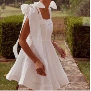 Dissh Aisle White Linen Bow Mini Dress I Size 4